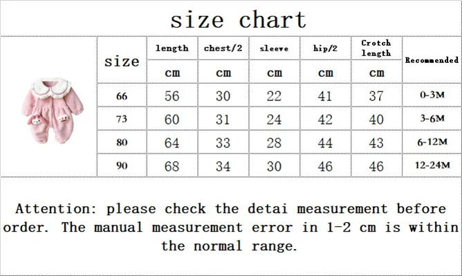 Description Picture 2 of item2025 Winter New in Kids Baby Girls Thicken Plush Warm Outfits ,toddler Infant Peter-pan Collar Jumpsuits Newborn Romper 0-24M