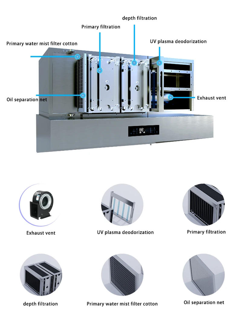 Description Picture 4 of itemHENGYATONG Hotel Original Factory LED Display Kitchen Chimney Island Cooker Hood With Extractor Smart Range Hoods