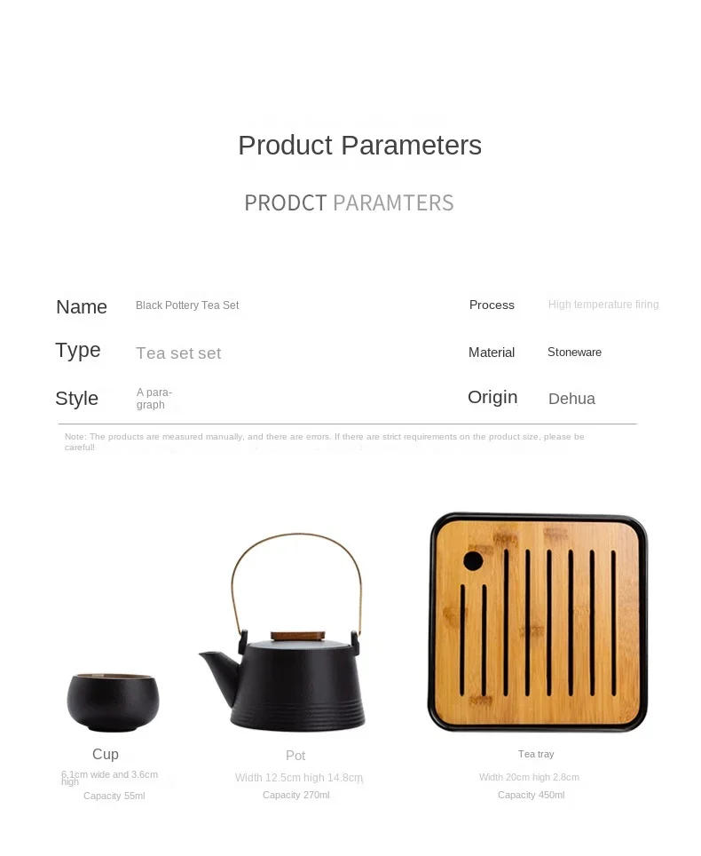 Description Picture 3 of itemQuality Chinese Tea Set Hand-held Black Ceramic Teapot  Set Kung Fu Tea Box Purple Sand Charm Tea Pet