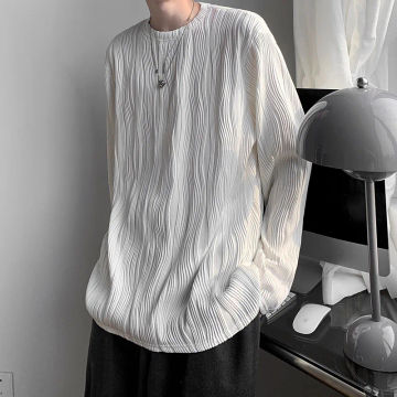 2024 New Wrinkle Texture Bottom Shirt Long Sleeved Men's High Quality Travel Shopping Luxury Designer Workwear Long Sleeved