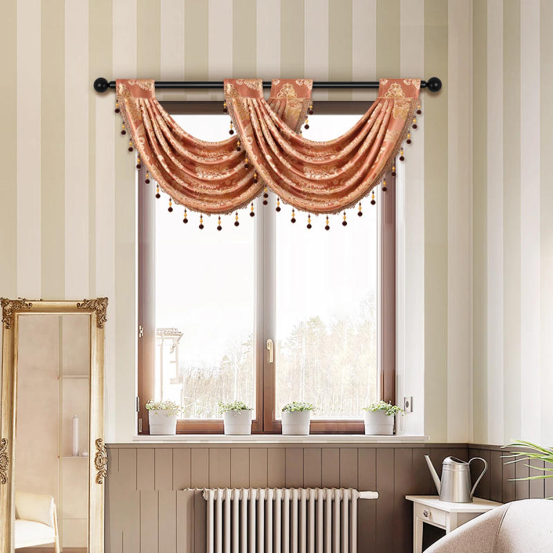 Description Picture 5 of item1PC Gold Geometric Pattern Curtain Valance,European Luxury Style Wave Valance for the Window and Door Decor,Rod Pocket