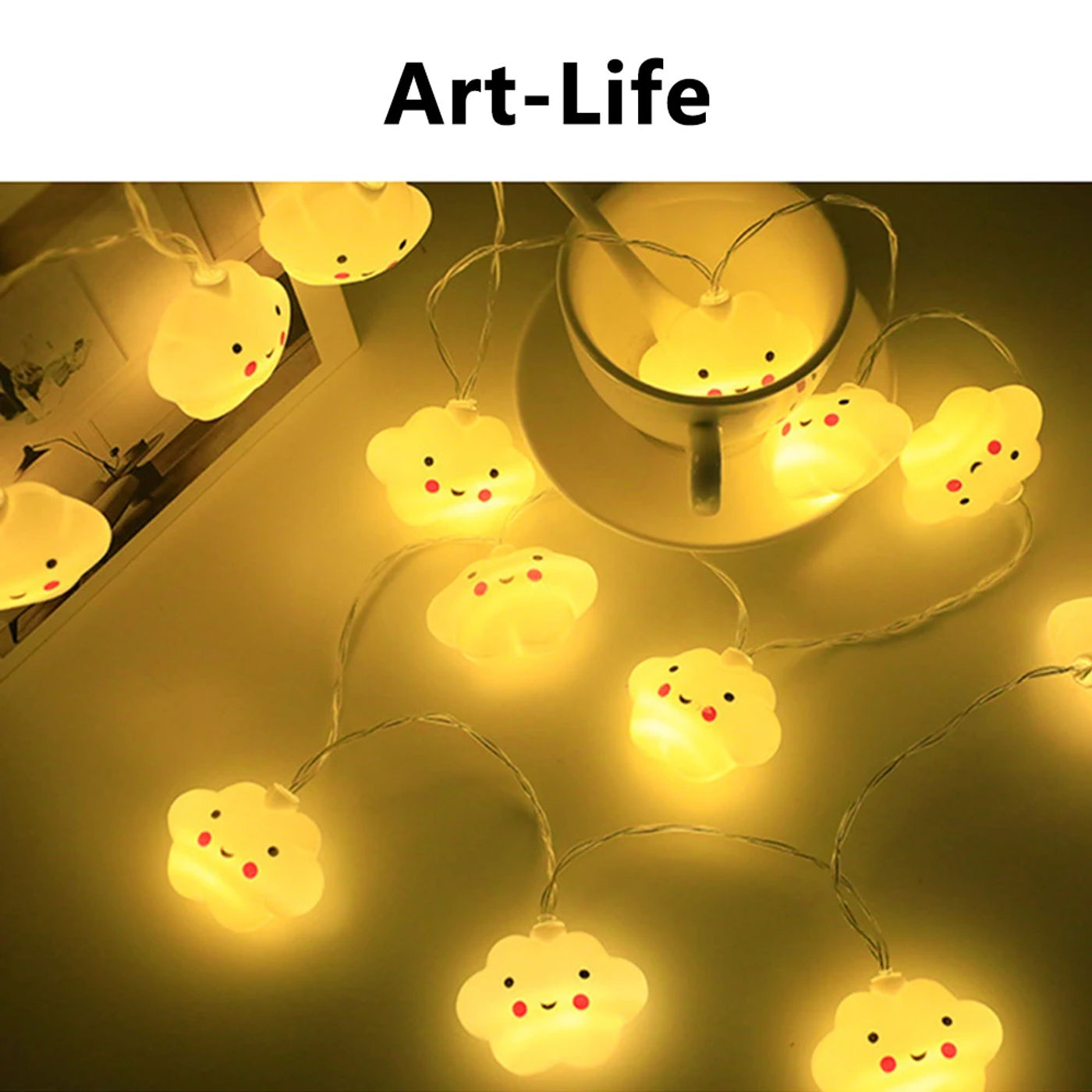 Description Picture 4 of itemUSB Operated Cute Cat Paw Rocket Cloud Fairy LED Light String Christmas Garland for Birthday Party Wedding Bedroom Decor