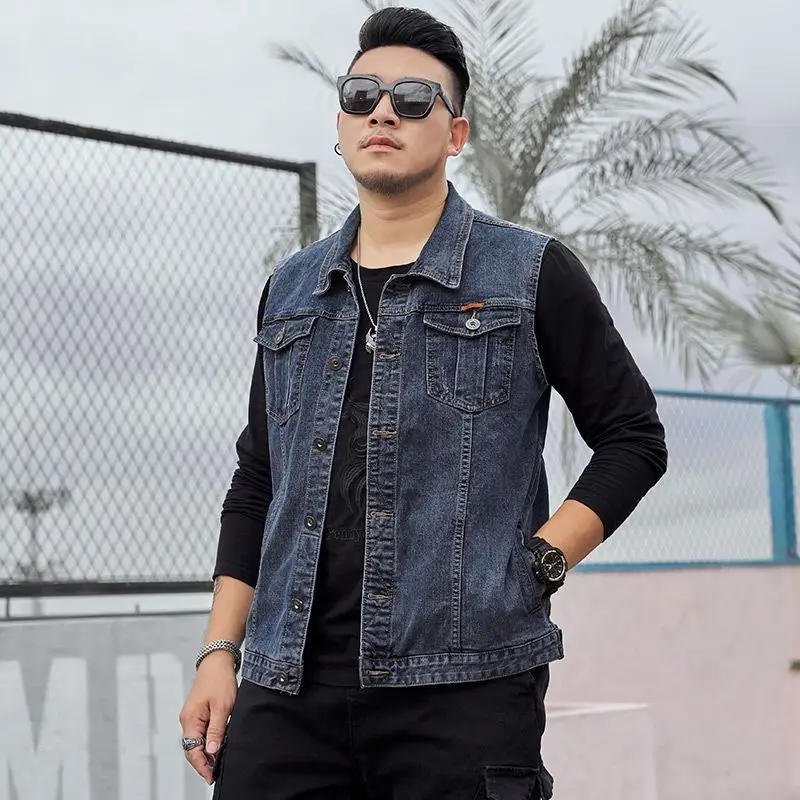 Description Picture 2 of itemSpring Autumn Denim Vests Tops Men's Loose Casual High Street Personality Sleeveless Jacket Men Overcoat Male Clothes