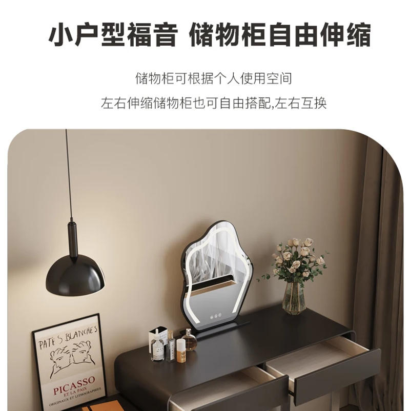 Description Picture 6 of itemModern Dressing Table Console Vanity Mirror Nordic Drawers Storage Computer Makeup Cabinet Tocador Maquillaje Bedroom Furniture