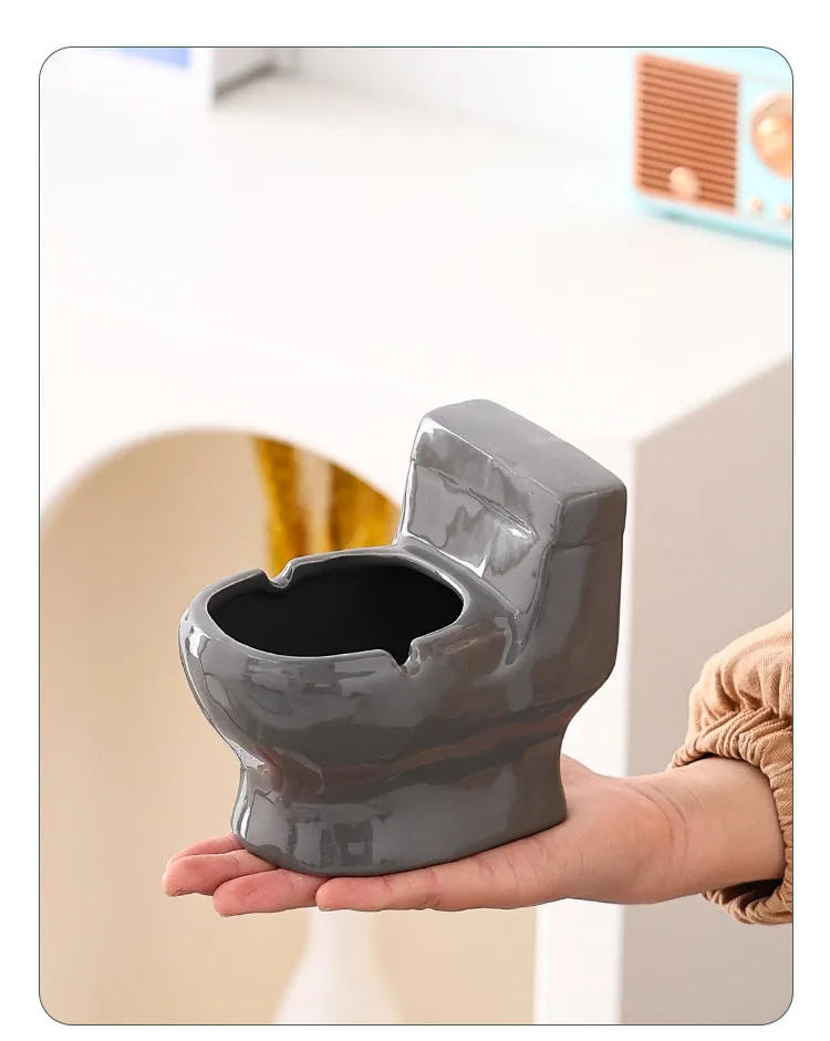 Description Picture 6 of itemCreative Ceramic Toilet Ashtray Storage Cigarette Case Home Decoration Accessories Suitable for Home Office Use Ceramic Ashtray