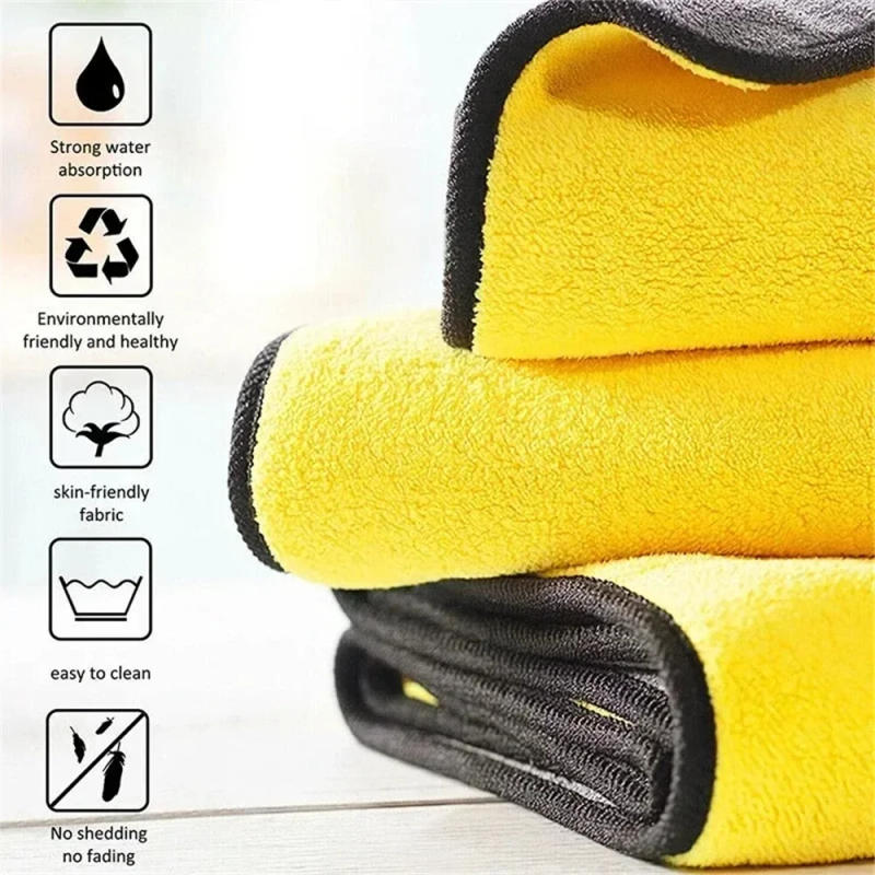 Description Picture 6 of itemDouble Sides Car Microfiber Cloths Super Absorbent Washing Drying Cleaning Towels Auto Detailing Towel Rags Clean Tool