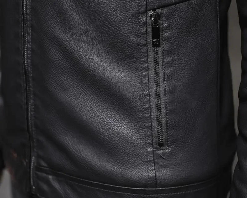 Description Picture 6 of itemMen's Slim Jacket Fashion Faux Fur Collar Windproof Warm Coat Male Brand Clothing New Thick Leather Jacket Mens Winter Autumn