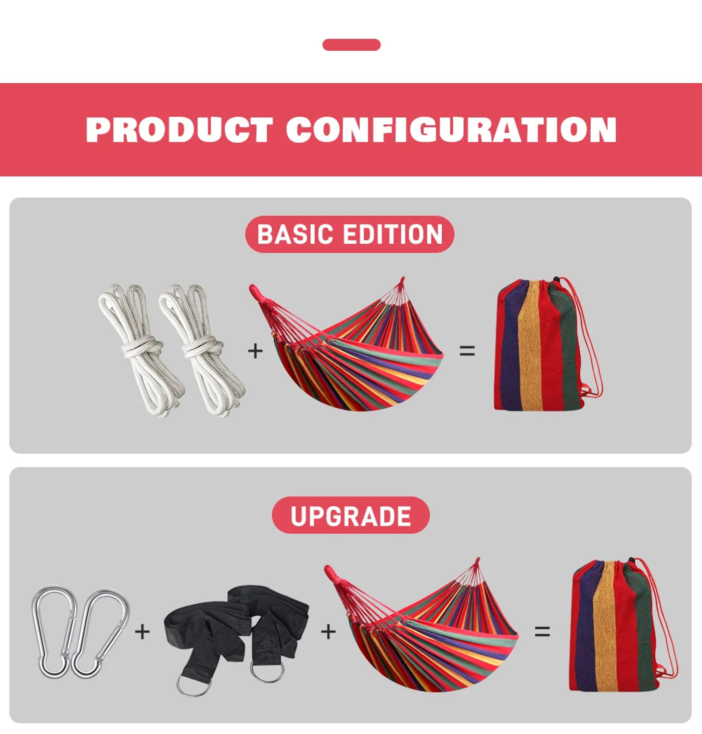 Description Picture 5 of itemOutdoor Canva Camping Hammock 240*150cm Upgraded Thickened Hammock With Two Anti Roll Balance Beam Hanging Chair Garden swings