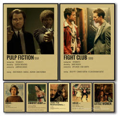 Classic Movie Poster Film Series Prints Posters Vintage Home Room Cinema Art Wall Decor Fight Club/Grease/Mid90s Retro Painting