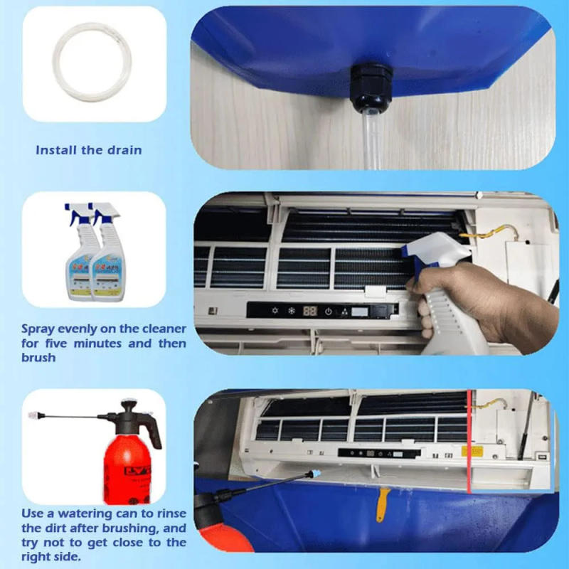 Description Picture 5 of itemLarge Air Conditioner Cleaning Cover Double Layer Thickening Wash Mounted Protective Dust Cleaner Water Bag Tightening Belt Kit