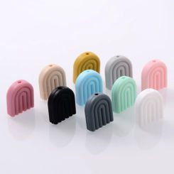 10Pcs Silicone Beads Rainbow Food Grade Teether Beads  For Jewelry Making DIY Necklace Pacifier Chain Accessories