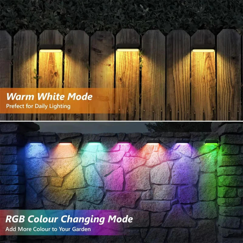 Description Picture 3 of item4 Pack Solar Powered LED RGB Lights for Outdoor Garden Decoration Waterproof Deck Fence Lights Stairs External Wall Decor Lamp