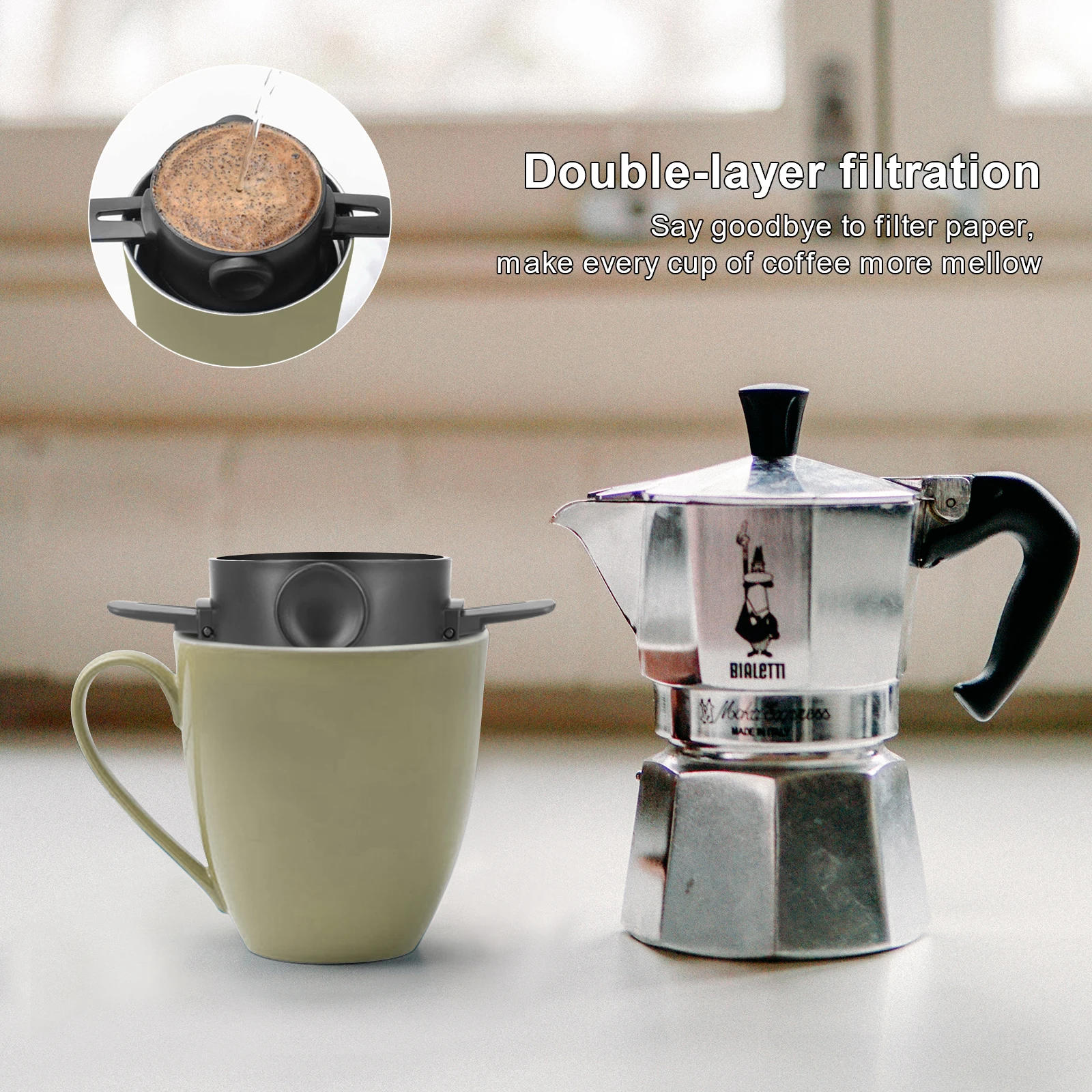 Description Picture 2 of itemFoldable Coffee Filter Stainless Steel Easy Clean Reusable Coffee Funnel Paperless Pour Over Holder Portable Coffee Dripper