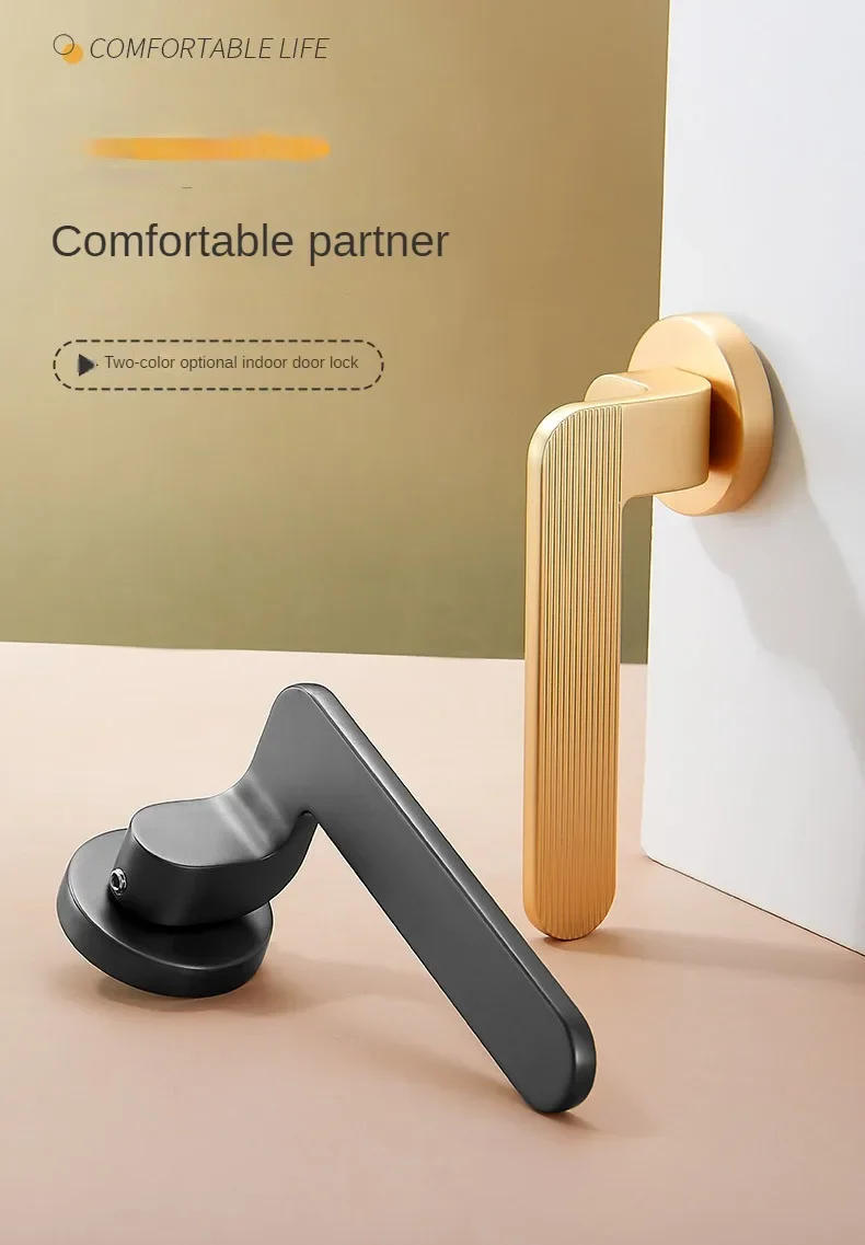 Description Picture 2 of itemMinimalist Magnetic Silent Lock Complete Set of Wooden Door Handles Universal Room Door Lock Bedroom Bathroom