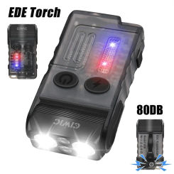 V20 Mini EDC Flashlight 1000lm Rechargeable Keychain Torch Buzzer Work Light with Magnetic Hat Clip Multi Functional Lantern