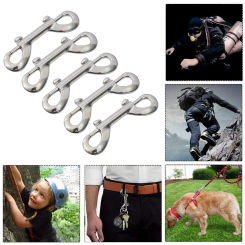 5PCS Scuba Diving Double End Bolt Snap Hook Clips 316 Stainless Steel Eye Bolt Snap Hook for Linking Dog Leash Feed Buckets
