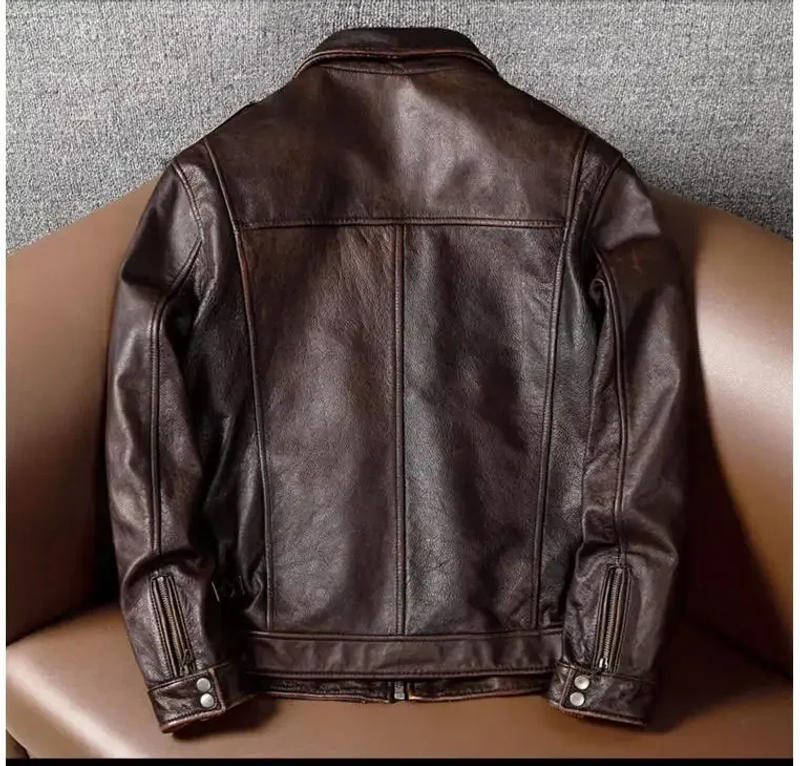 Description Picture 3 of item.Brand New Classic M65 Man cowhide Jacket,genuine Leather hunting coat.Vintage leather clothes.plus size,quality