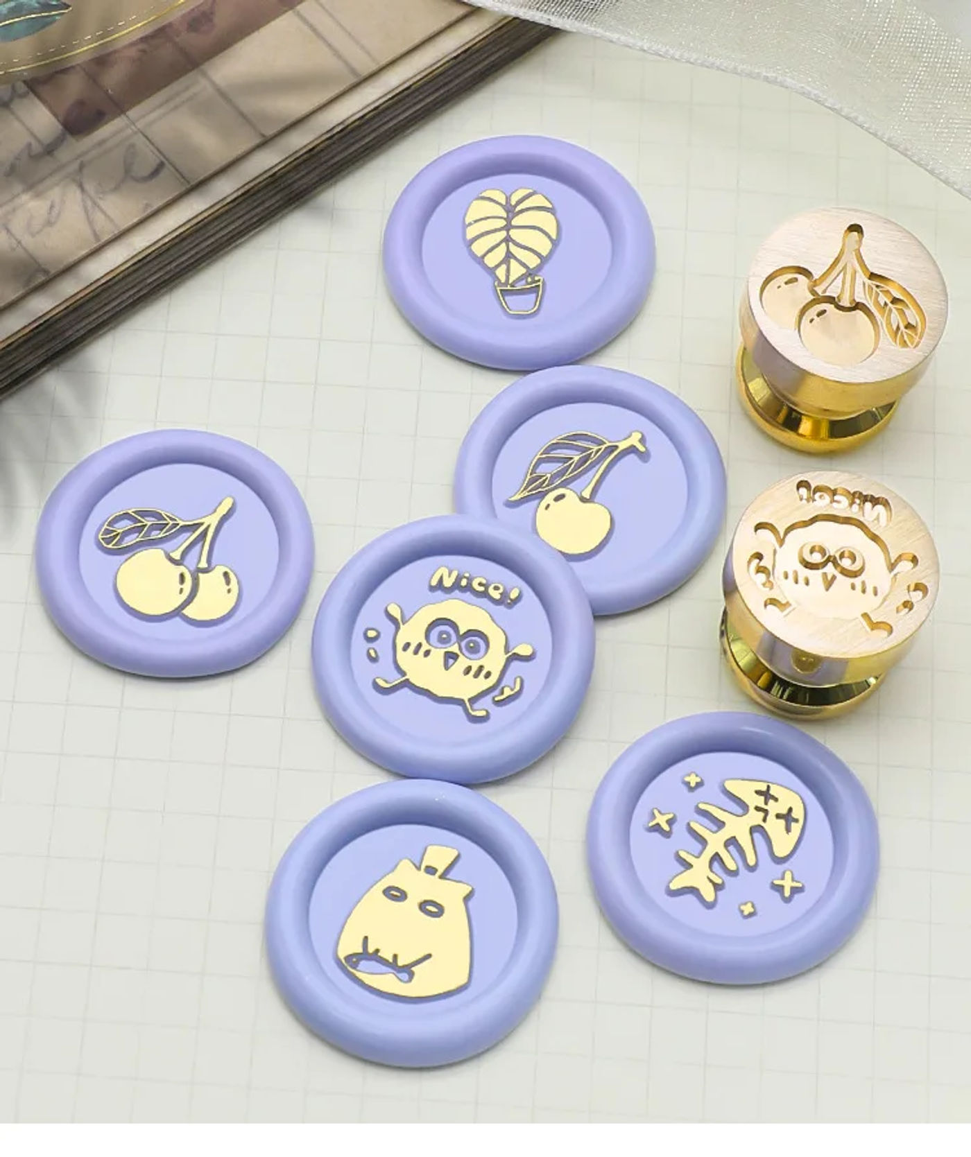 Description Picture 6 of item15MM Wax Seal Stamp Cartoon animals/cats/peaches A Copper Head Cards Envelopes Wedding Invitations Gift Packaging Scrapbooking