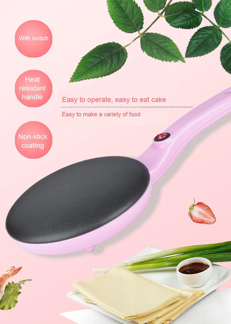 Description Picture 3 of itemElectric Crepe Maker Breakfast Pizza Machine Pancake Baking Pan Cake Non-stick Griddle Chinese Spring Roll Cooking Tools EU
