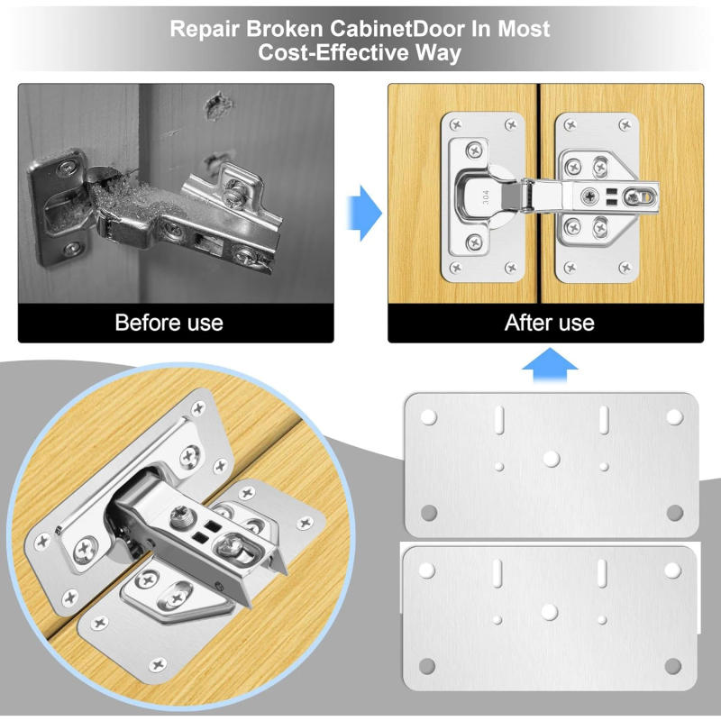 Description Picture 4 of item2/4/12Pcs Hinge Repair Kit Cabinet Door Repair Plate Hinge Fixing Plate for Kitchen Cupboard Door Locker Hinge Repair Brackets