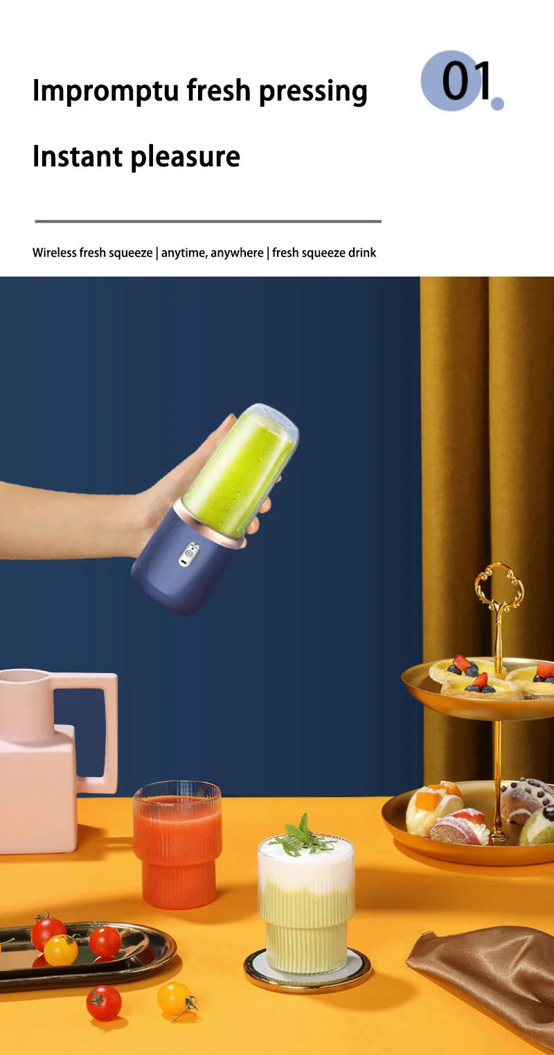 Description Picture 4 of itemIconic Brand Electric Juicer Mini Rechargeable Multifunctional Portable Juice Extractors Cup Six Blades Delicate Household Outdoor NEW