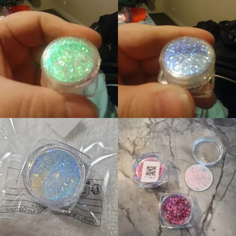 Description Picture 5 of item1Box Aurora Glitter Opal Flakes Nail Powder Holographic Sequins Iridescent Rub Dust Mermaid Chameleon Flakes Manicure Decoration
