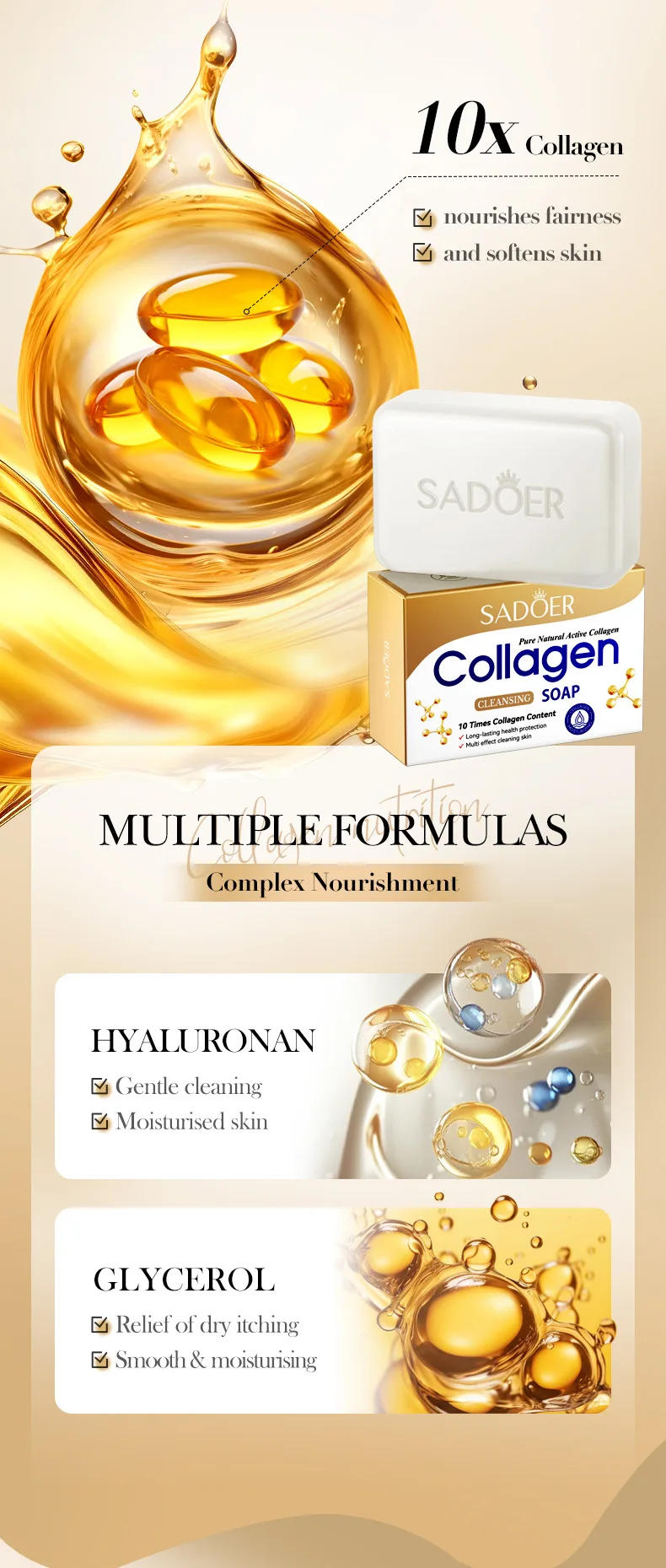 Description Picture 6 of itemSADOER Collagen Multi-effect Skin Cleansing Soap Handmade Soap Cleansing Body Oil Control Bath Handmade Soap