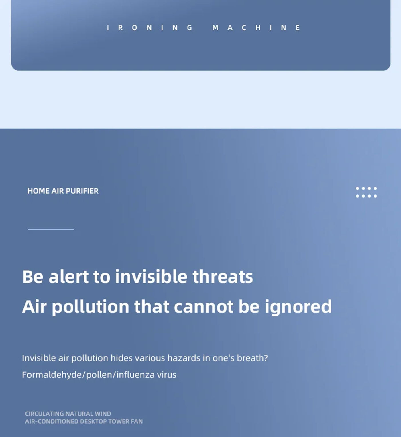 Description Picture 5 of itemTINSOL Mini Air Purifier HEPA Filter uses negative ion technology to eliminate formaldehyde odors, smoke, and dust particles
