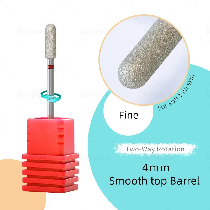 Description Picture 6 of itemHYTOOS Diamond Cuticle Nail Drill Bits 4mm Round Barrel Russian Nail Bit Professional Safety Under Cleaner Tools for Dead Skin