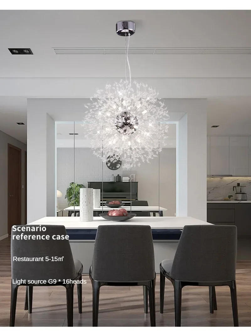 Description Picture 6 of item2023 Modern Crystal Dandelion Chandelier Lighting Pendant Lamp For Living Room Dining Room Home Decoration