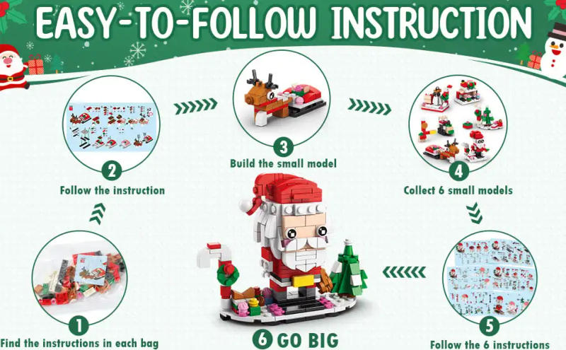 Description Picture 4 of item24 Days Christmas Advent Calendar Countdown Surprise Blind Box Building Blocks Puzzle Assembly Toys Christmas Decor Gift