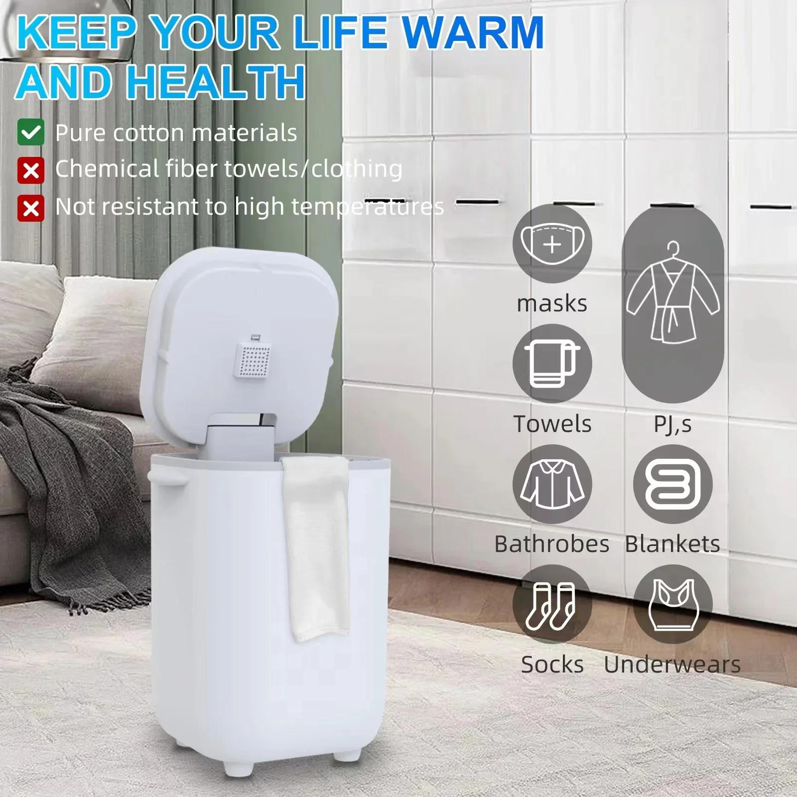 Description Picture 4 of item222 Amazon's New Listing Portable Fast Heating Tower Warmer Bucket Electric Towel Dryer