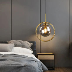 Modern Luster Golden Ring LED Pendant Lights Nordic Glass Ceiling Pendant Lamps Bedroom Bedside Lamps Home Decor Light Luminaria