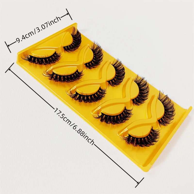 Description Picture 5 of item5 Pairs Cat Eye Eyelashes Soft Fluffy 3D Faux Mink False Eyelashes Thick Handmade Volume Messy Lashes
