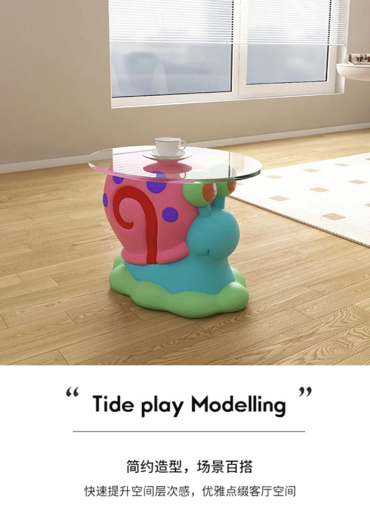 Description Picture 3 of itemSmall Snail Coffee Table, Movable Small Table for Living Room, Small Snail, Shoe Changing Stool, Light Luxury and High-End, New