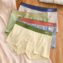 Mens Panties Cotton Men's Underwear Breathable Man Boxershorts Comfortable Striped Contrast Men Underpants Large Size L-6XL