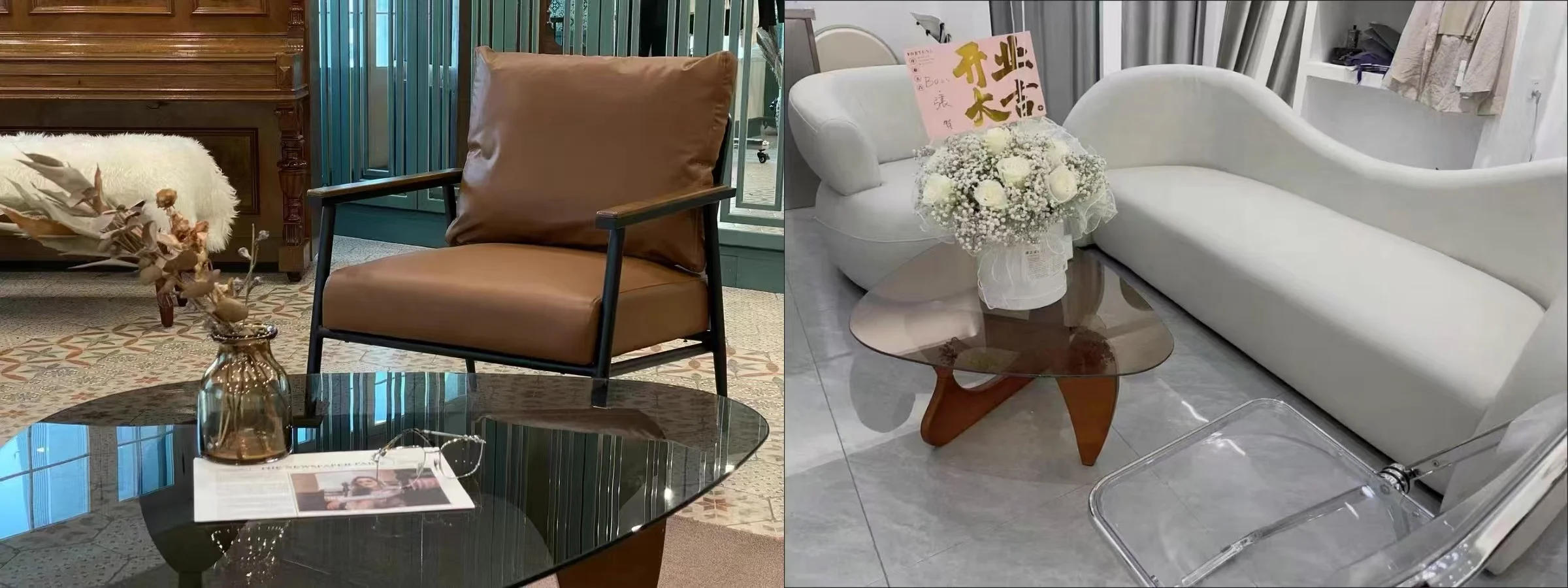 Description Picture 3 of itemNordic Minimalist Transparent Coffee Table Living Room Glass Coffee Table Light Luxury Solid Wood Furniture Coffee Table