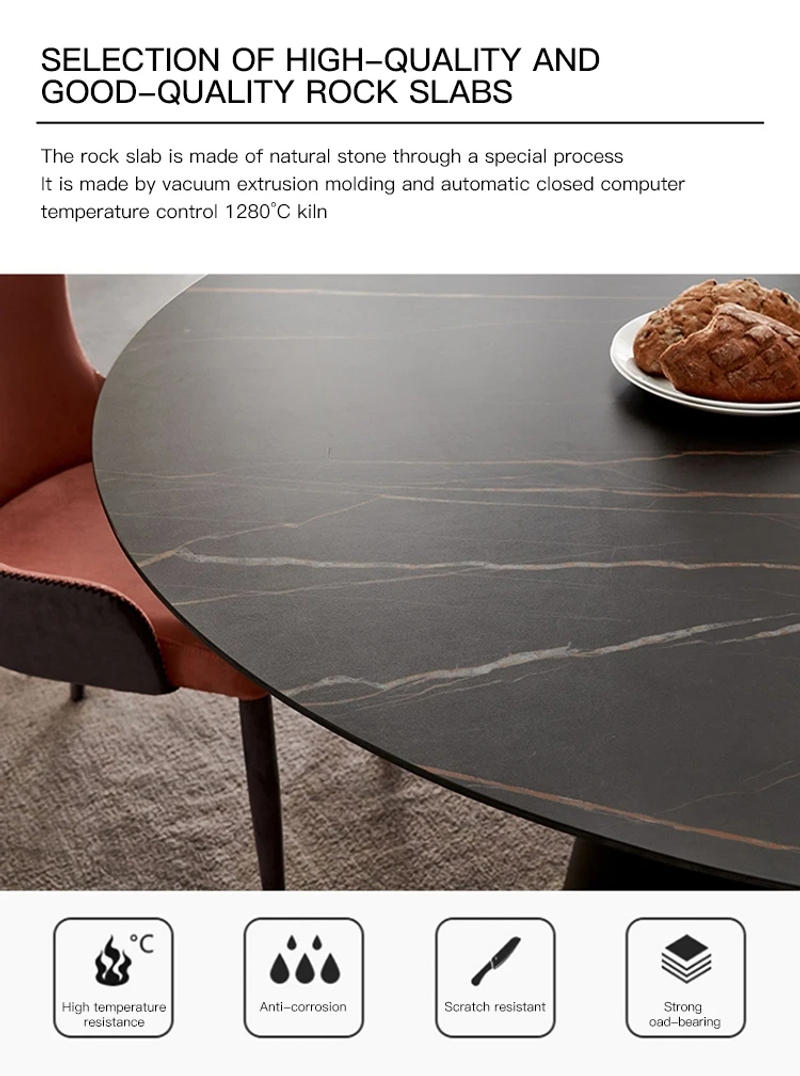 Description Picture 4 of itemModern Round Kitchen Table With Turntable Indoor Home Furniture Nordic Simple Small Apartment Black Dining Table Set