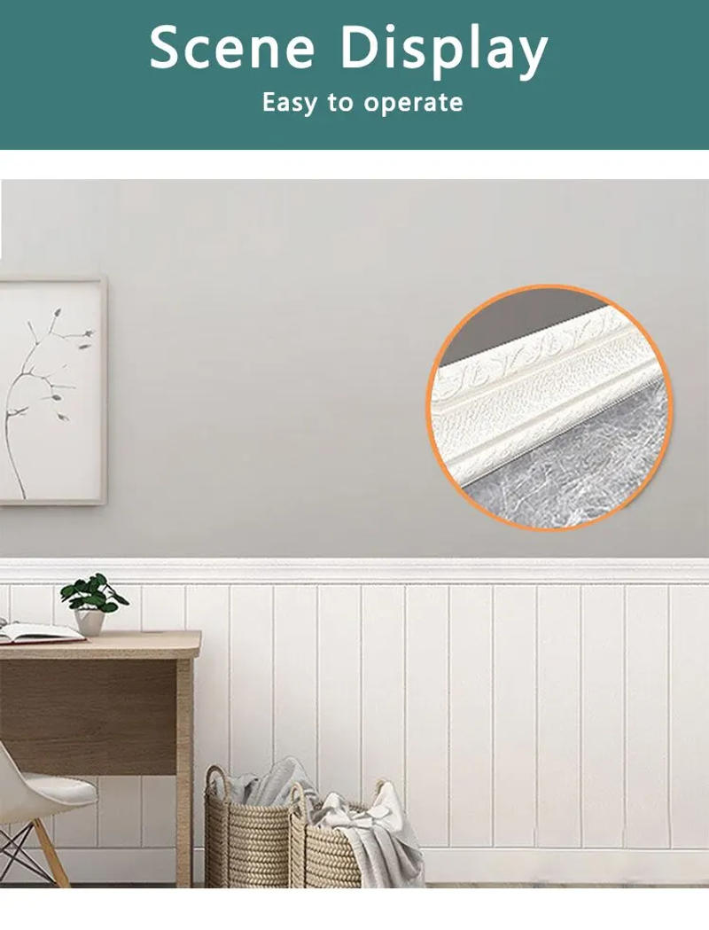Description Picture 4 of itemSelf Adhesive 3DWall Sticker Baseboard Decorative Strip Edge Sealing Wall Enclosure Frame Plastic Waterproof Waistline Baseboard