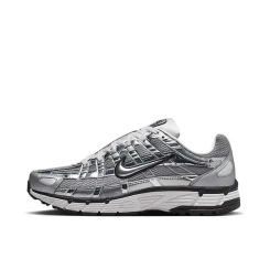 Nike P-6000 Comfortable and Stylish Fabric Synthetic Leather Low-top Casual Running Shoes for Both Men and Women in Silver Gray