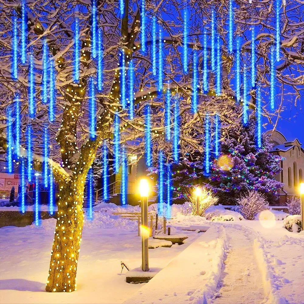 Description Picture 4 of item32/24/16/8 Tubes Wedding Street Garden Decor Holiday Light LED Meteor Shower Fairy String Garland Lights Christmas Decorations