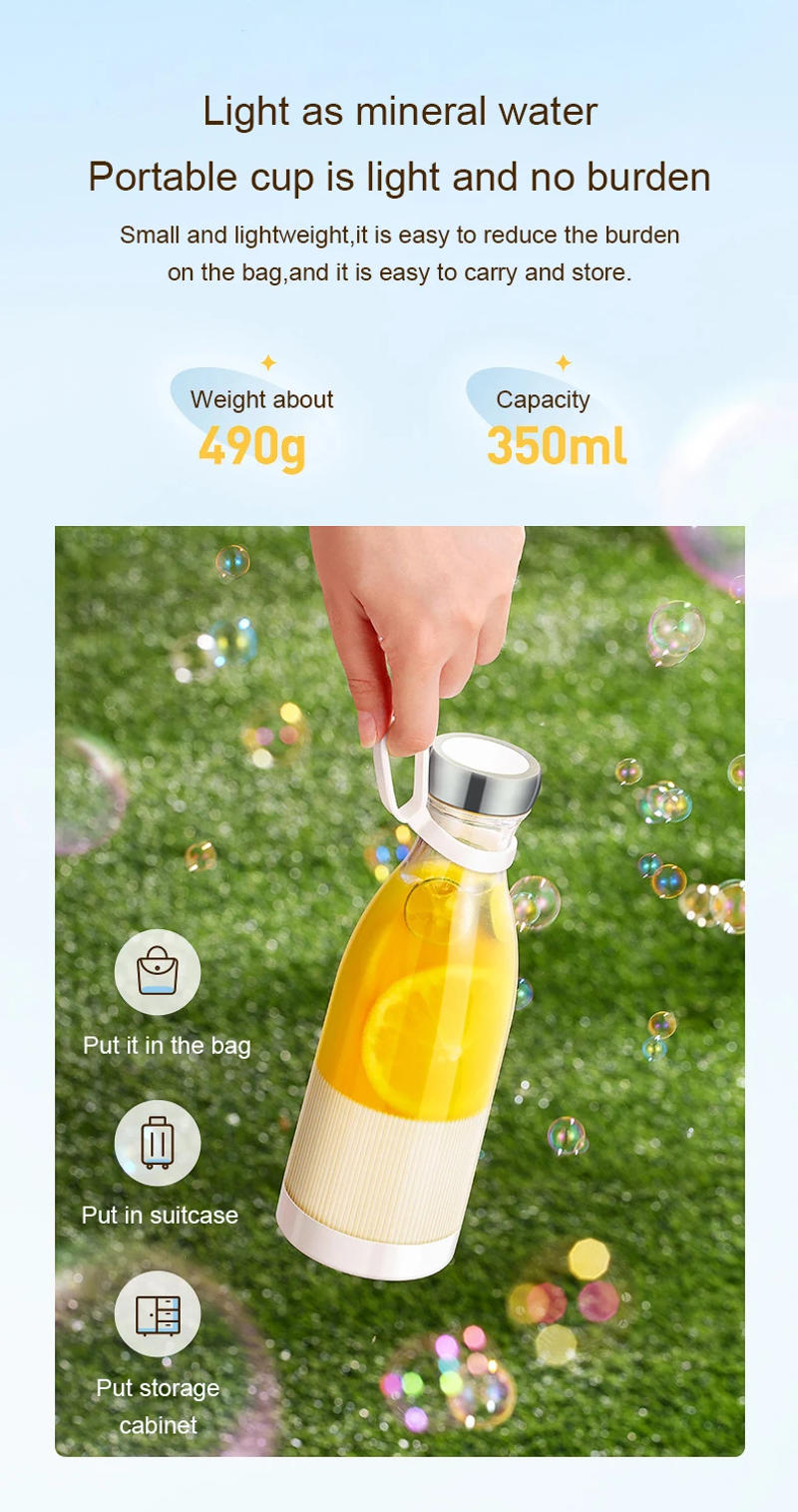 Description Picture 5 of itemUSB Portable Electric Juicer Blender Rechargeable Mixer Fresh Fruit Extractor Cup Smoothie Ice Maker Food Milkshake Juice Bottle