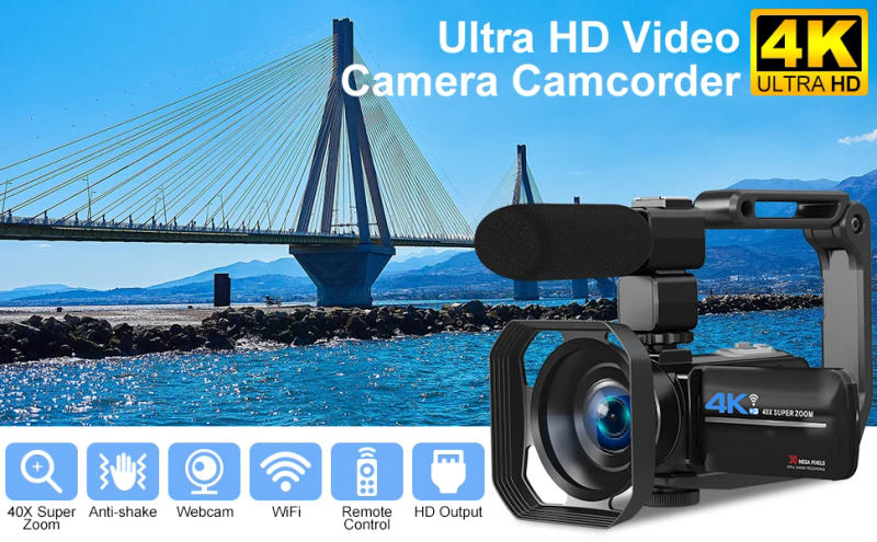 Description Picture 2 of item10X Optical Zoom Digital Camera 4K Video Camcorder 40X Super Zoom Camera Ultra HD 30MP WiFi Vlogging YouTube Camera Auto Focus