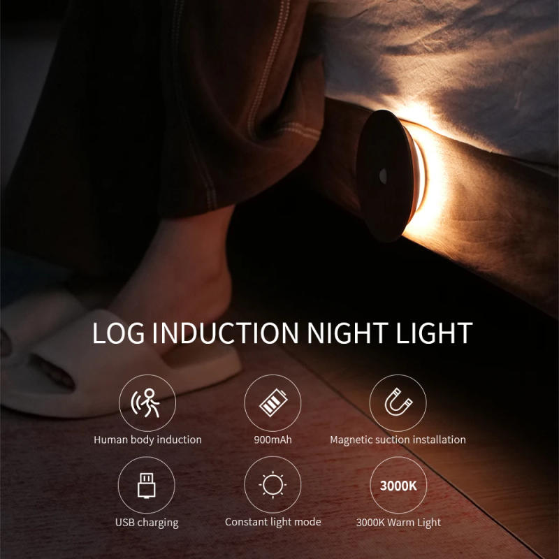 Description Picture 2 of itemLED Human Induction Wall Lamp Wood Motion Sensor Night Light Auto On/Off Sensor Wall Light Room Decoration For Bedside Staircase