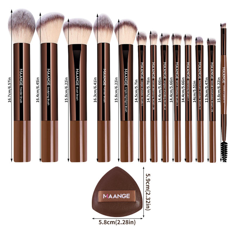 Description Picture 3 of itemMAANGE 13pcs Makeup Brush Set Soft Fluffy Cosmetic Powder Eyeshadow Kabuki Blending Makeup Brushes with 2pcs Air Cushion Puffs