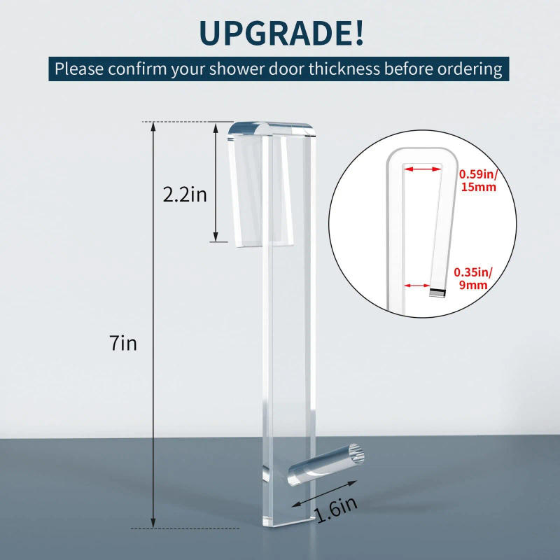 Description Picture 2 of itemAcrylic Bathroom Shower Door Hook Over Glass Door Shower Towel Rack Punch-Free Bathroom Bathrobe Hanger Transparent Towel Hooks