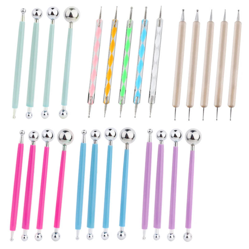 Description Picture 2 of item1 Set Playdough Tool Sculpture Tools Professional DIY Stainless Steel Polymer Clay Emboss Dot Shape Tool for Clay Carving