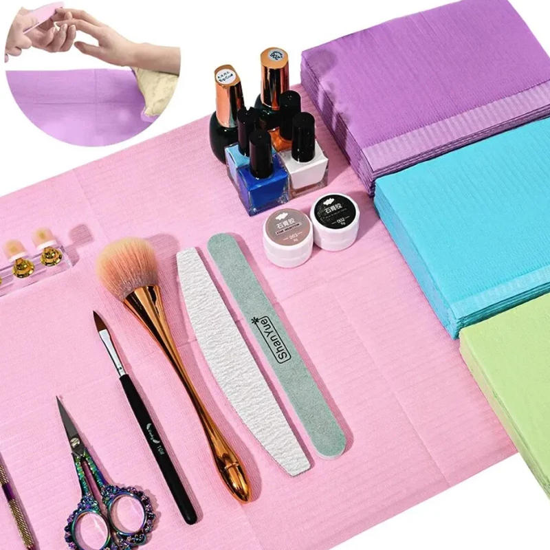 Description Picture 2 of item20pcs/lot Pink Nail Art Table Mat Disposable Tattoo Clean Pad for Nails Waterproof Tablecloths Manicure Tools Tattoo Accessories