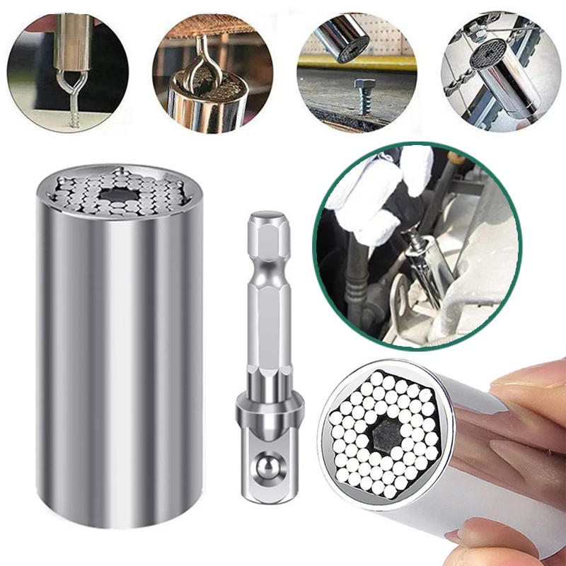 Description Picture 4 of itemUniversal Torque Sockets Set with 3/8 Rod Power Drill Ratchet Bushing Spanner Key Magic Multi Hand Tools 7-19mm Head Sleeve Kits