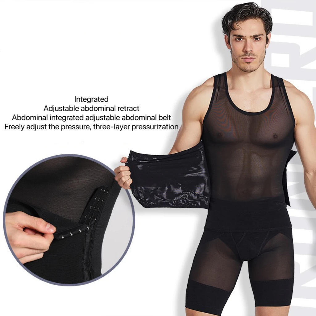 Description Picture 4 of item1pcs Men Body Shaper Pant High waist girdling Panties Three Row Buckle Shapewear Underwear Tummy Slimming Panties Waist Trainer